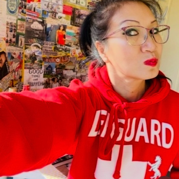 Lifeguard Red Women Hoodie W/ WHT Horse Logo Art sew on ( L) Crop Top Sweat - Picture 7 of 7